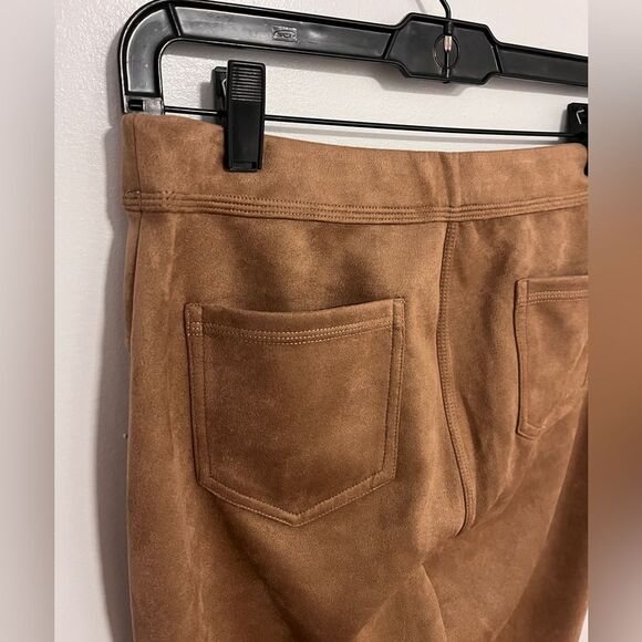 NWT MAX STUDIO faux suede pants leggings Camel Tan Sz L - Picture 11 of 12